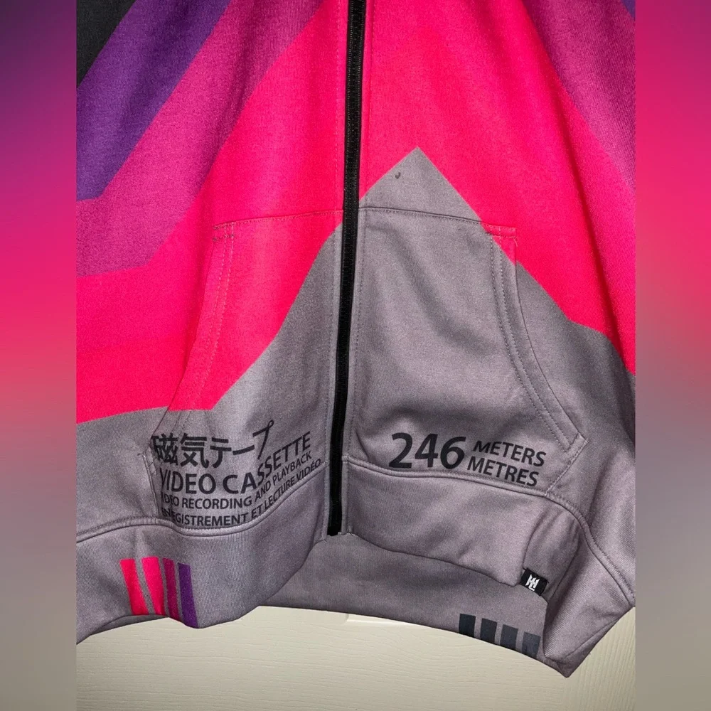 Graphic Black and Pink Hoodie Men Size 2XL